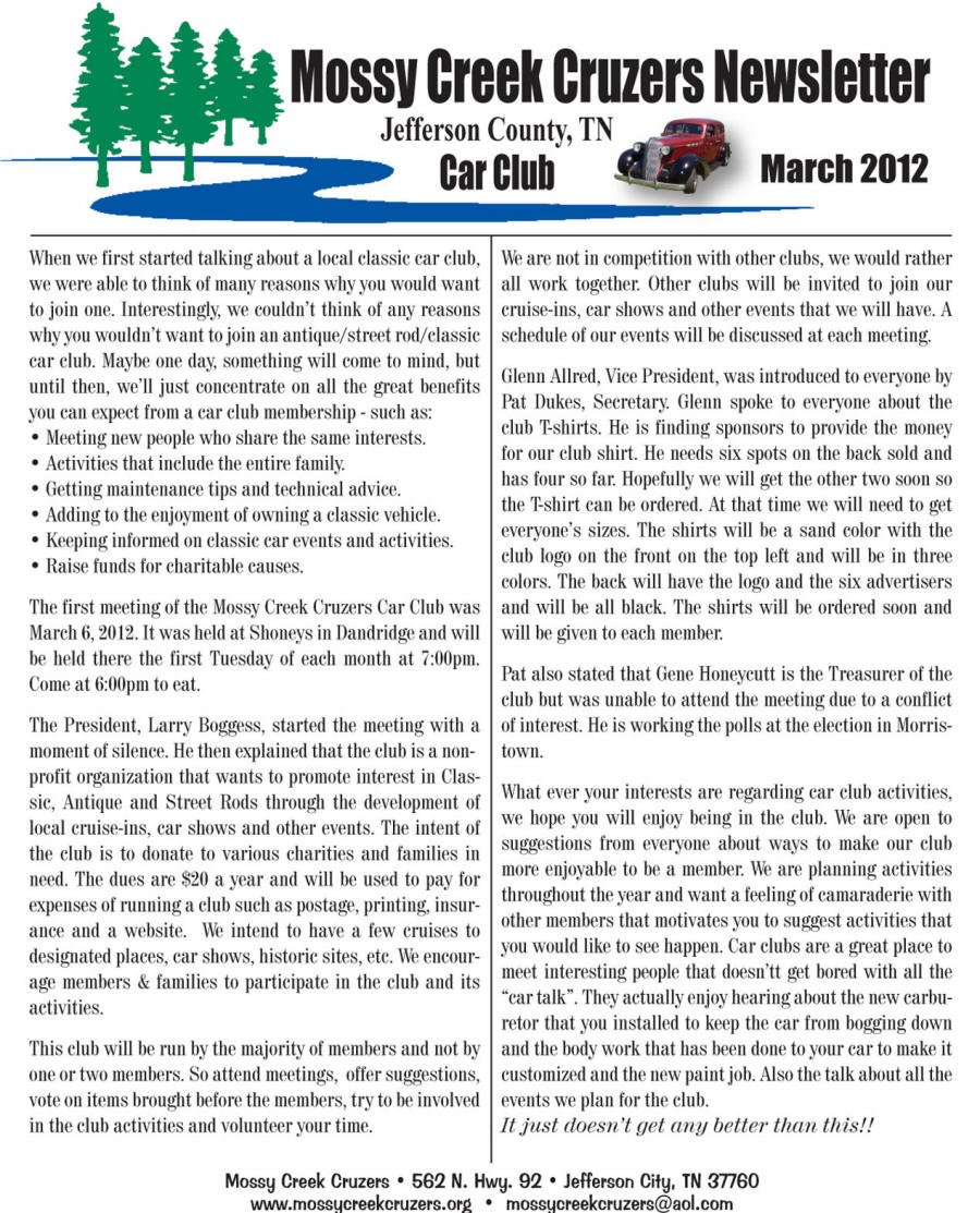 March 2012 Newsletter Page 1