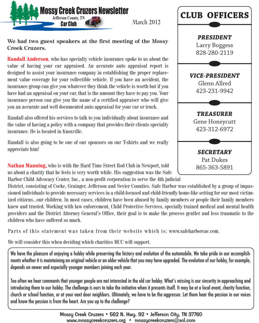 March 2012 Newsletter Page 2