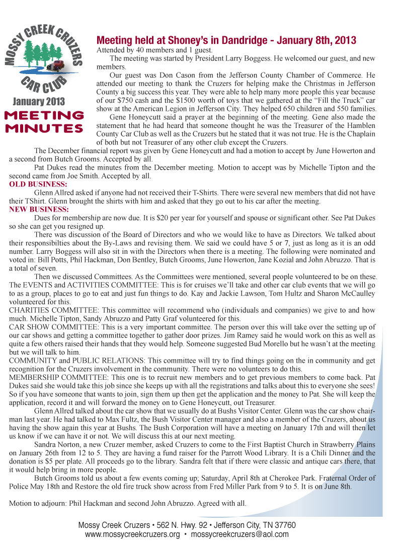 January 2013 Newsletter Page 2
