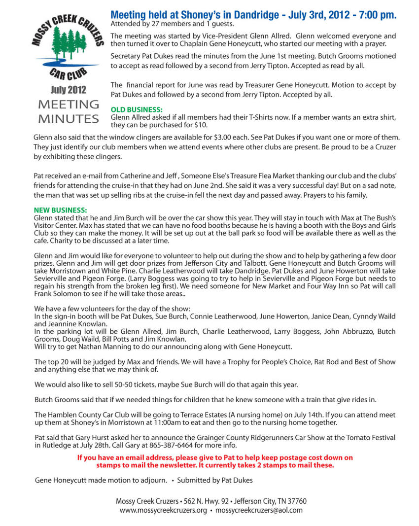 July 2012 Newsletter Page 2