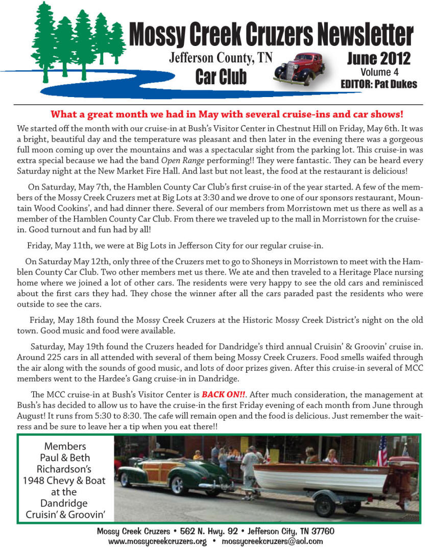 June 2012 Newsletter Page 1